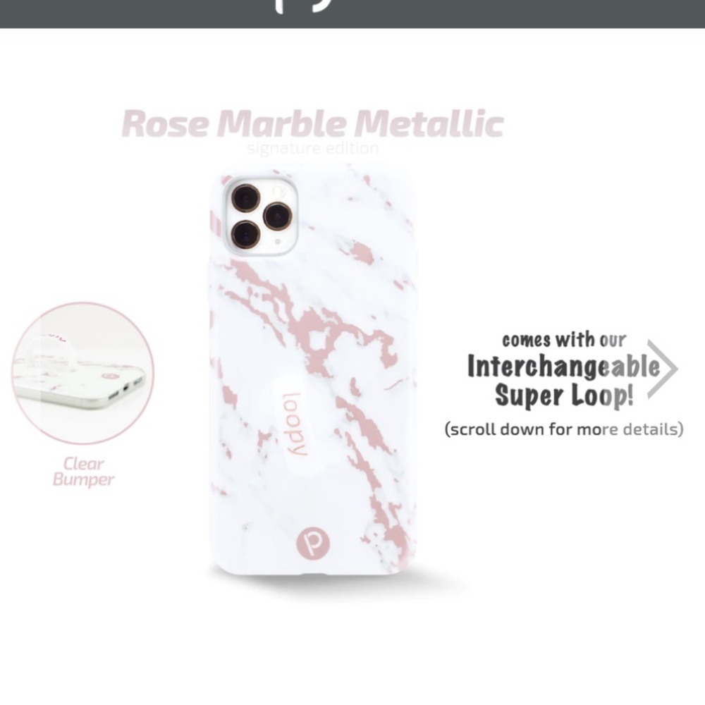 Loopy Original - iPhone 11 Pro Max (6.5" Screen) Rose Marble Metallic